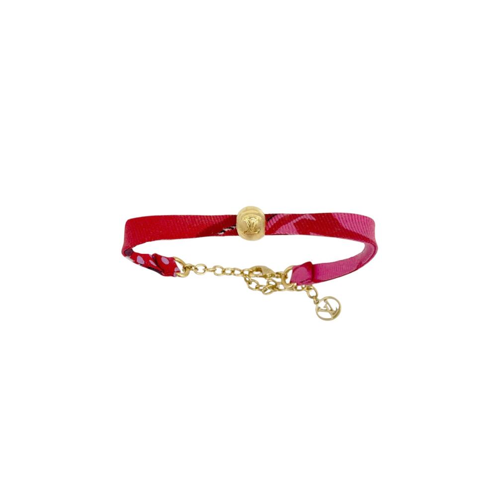 LOUIS VUITTON Silk Be Mindful Bracelet in Red & Pink